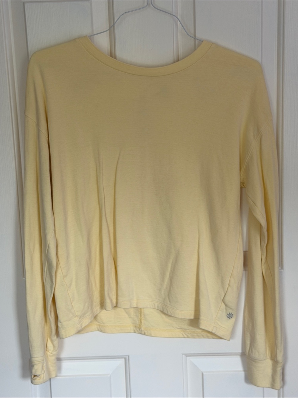 Girls Long Sleeve Crewneck Top in Pale Yellow